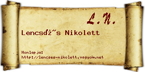 Lencsés Nikolett névjegykártya
