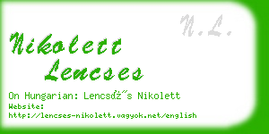 nikolett lencses business card